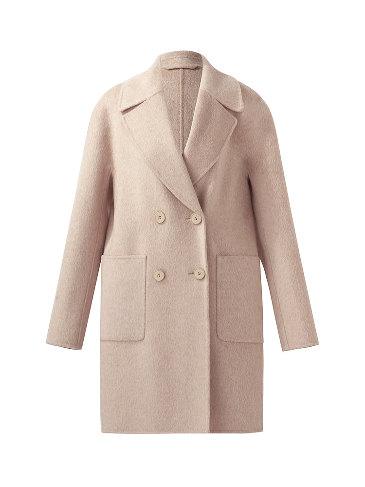 Wool Alpaca Double-Breasted Women Coat GOELIA