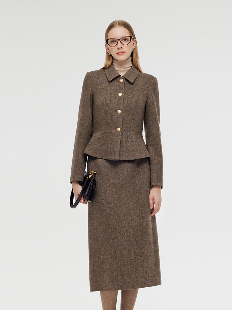 Washable Wool Jacket And Skirt Two-Piece Set GOELIA