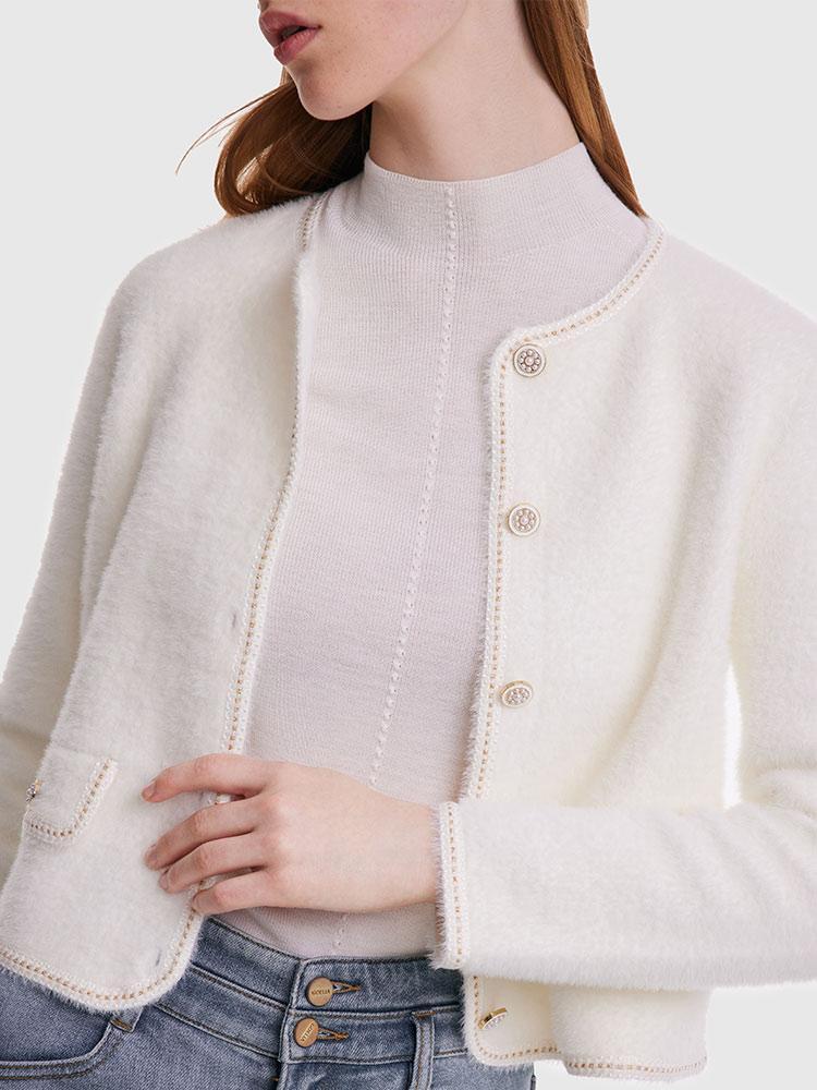 Tweed Faux Mink Women Cardigan – GOELIA