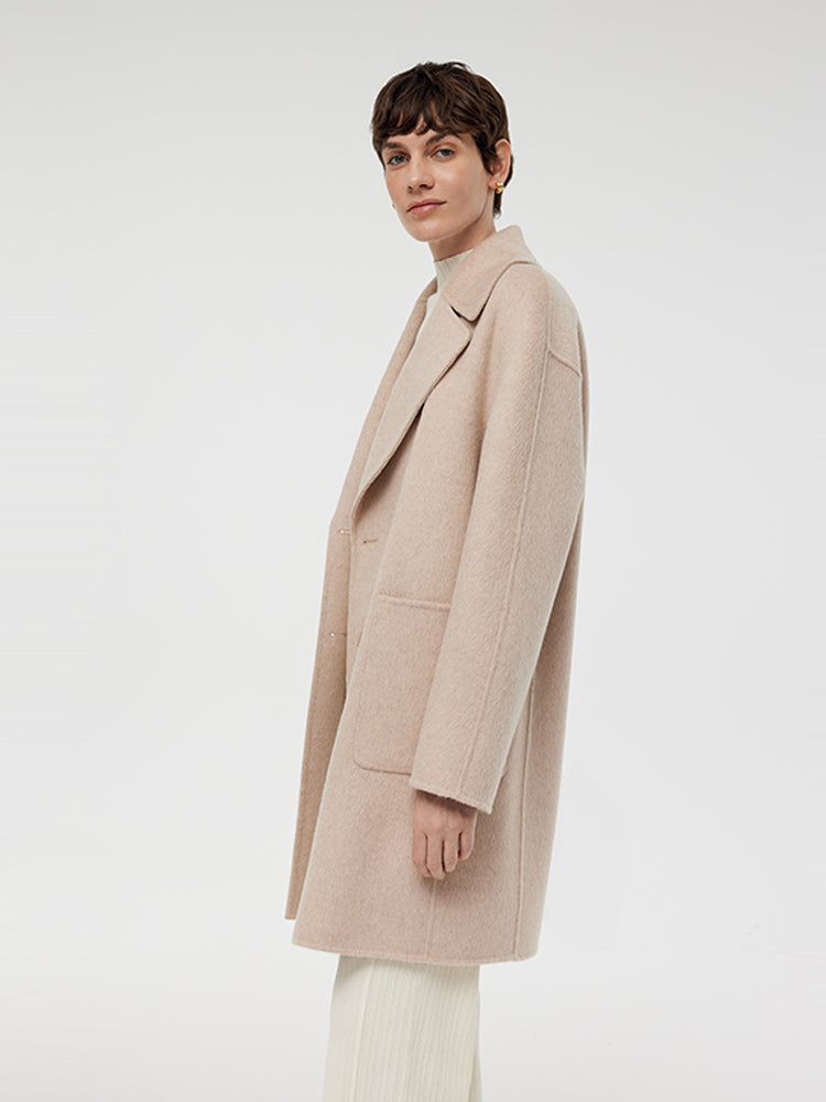 Wool Alpaca Double-Breasted Women Coat GOELIA