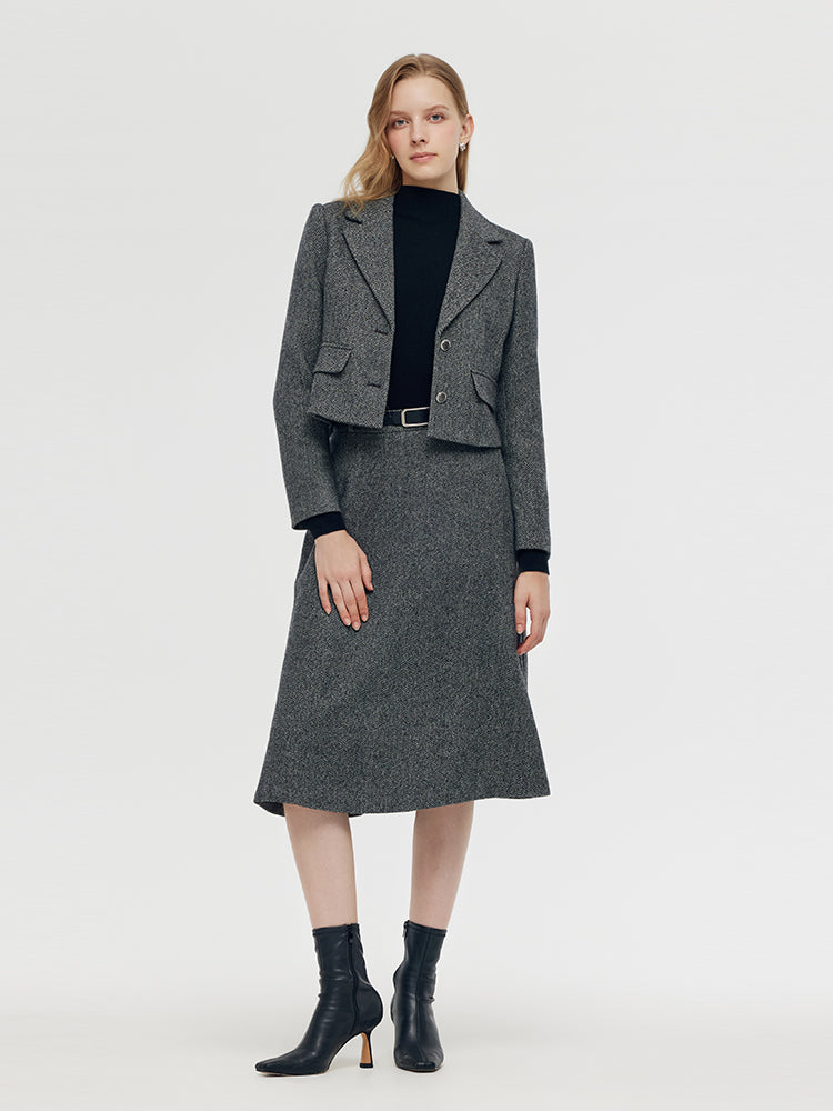 Washable Wool Crop Jacket And Half Skirt Two-piece Set GOELIA