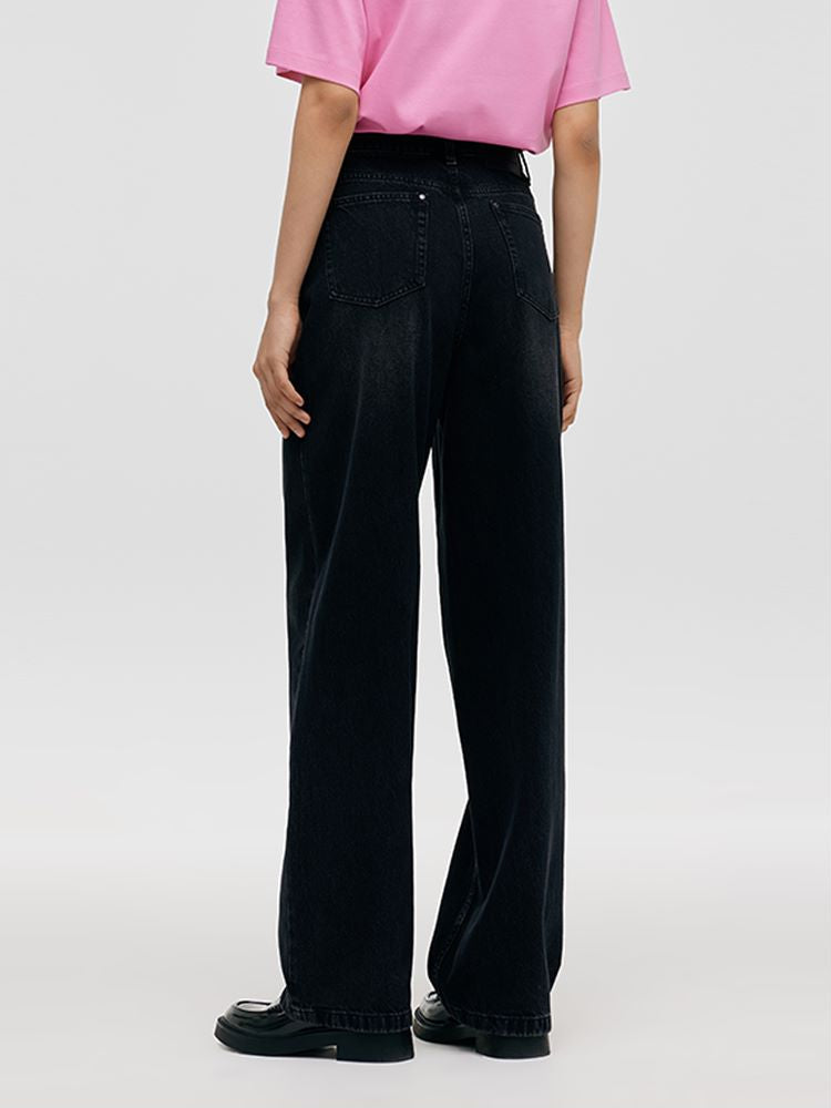 Glitter High-Waisted Straight Women Jeans GOELIA