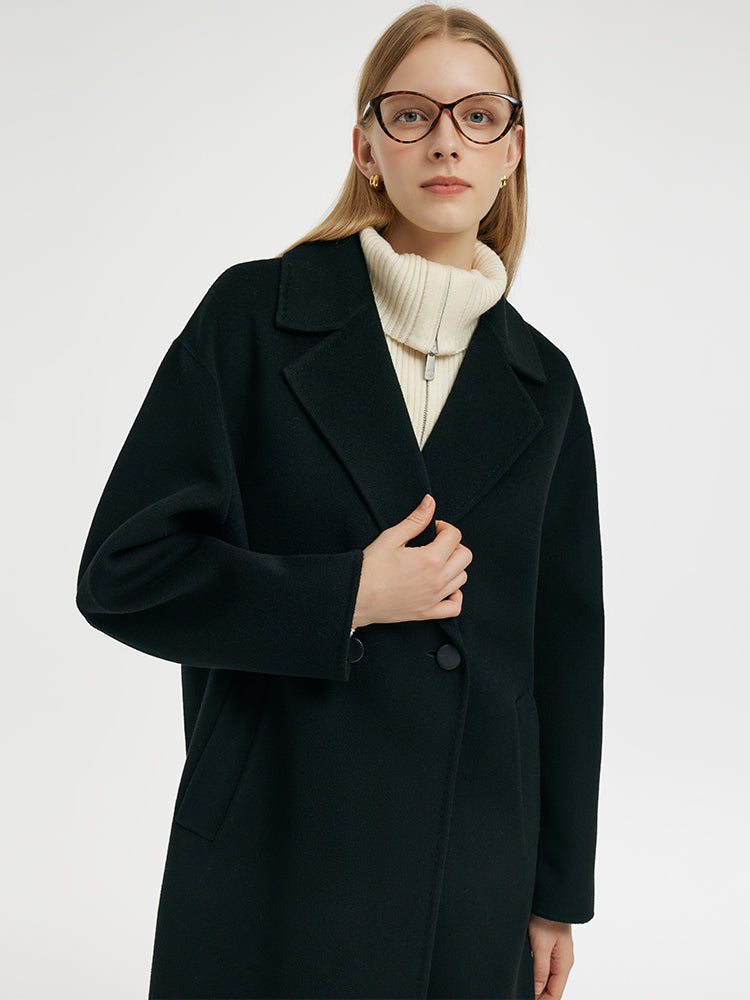 Wool Cashmere Women Mid-Length Coat GOELIA