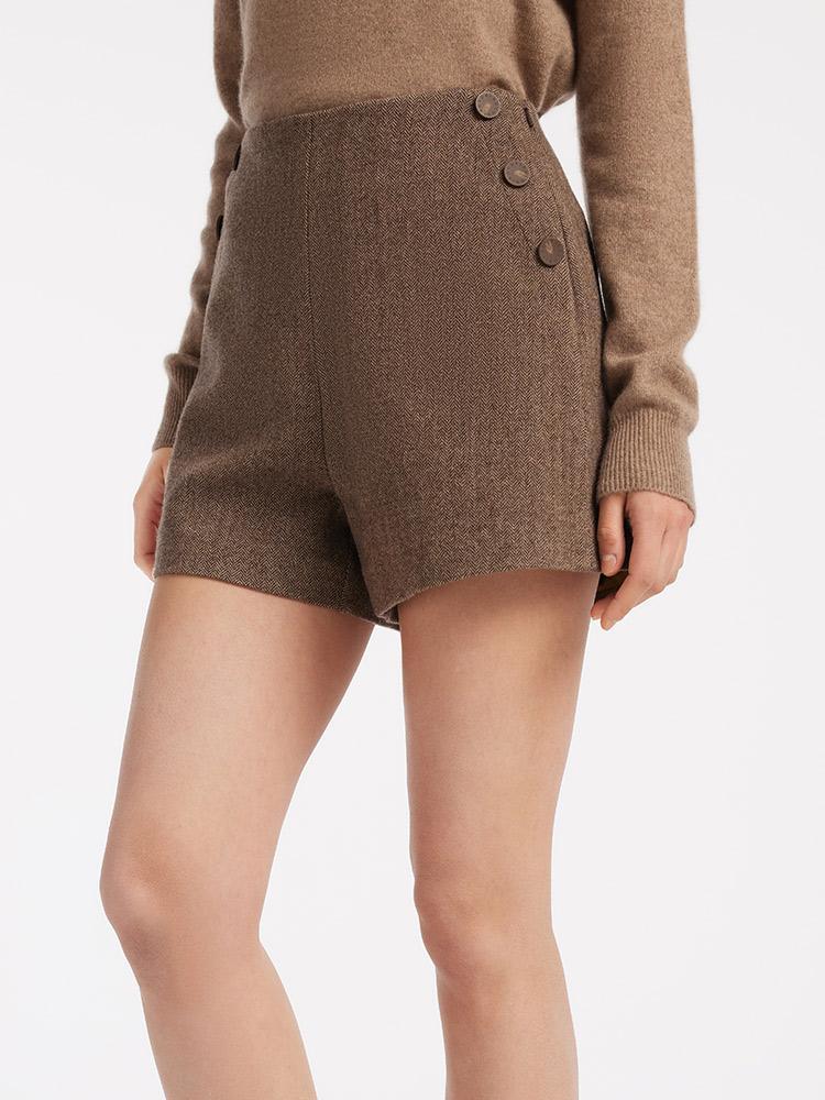 Brown Washable Wool Women Shorts – GOELIA