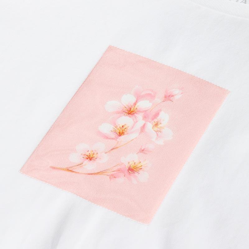 White Floral Print Woven T-shirt GOELIA