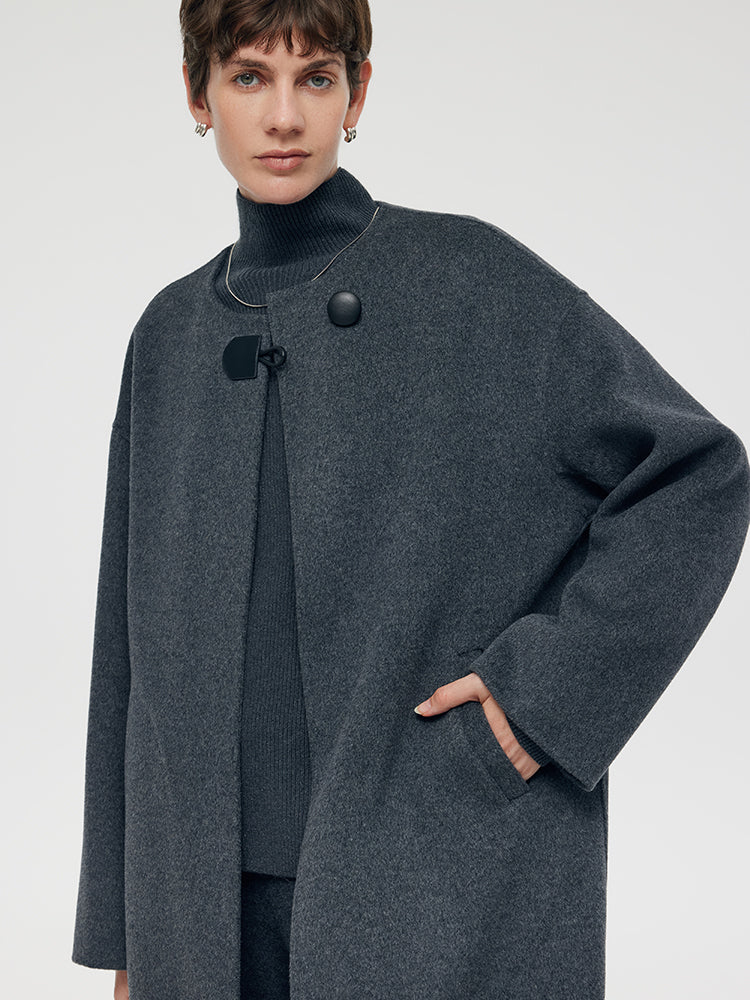 Wool Round Neck Women Coat GOELIA