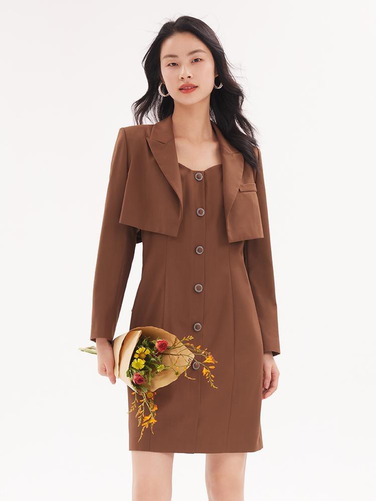 Detachable Bowknot Two-Piece Suit Blazer And Dress GOELIA