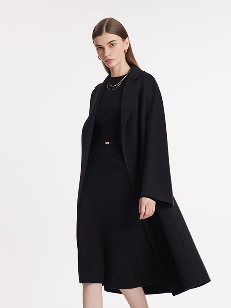 Wool And Cashmere Wrapped Bathrobe-Style Women Coat GOELIA