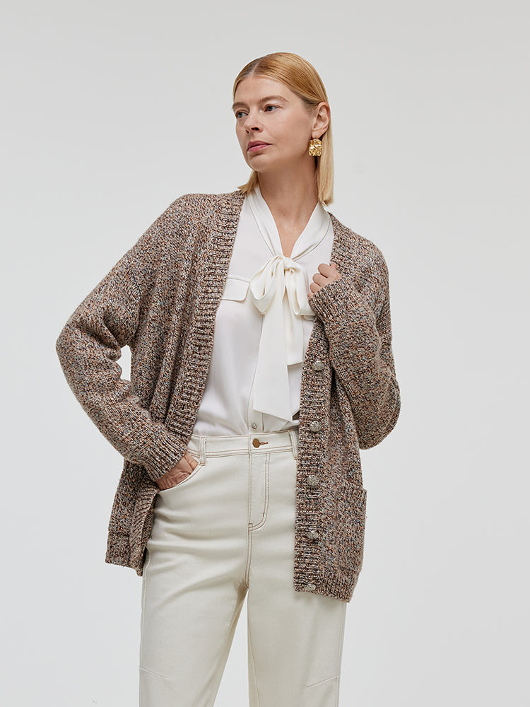 Wool Blend Single-Breasted Women Cardigan GOELIA