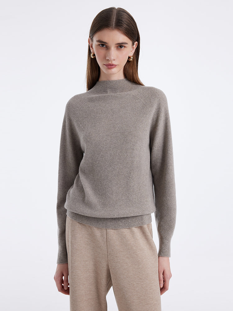 Cashmere Seamless Mock Neck Women Sweater GOELIA