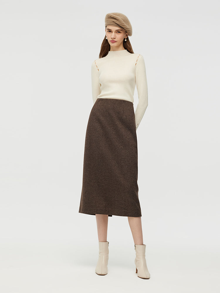 Knitted Women Column Midi Skirt GOELIA