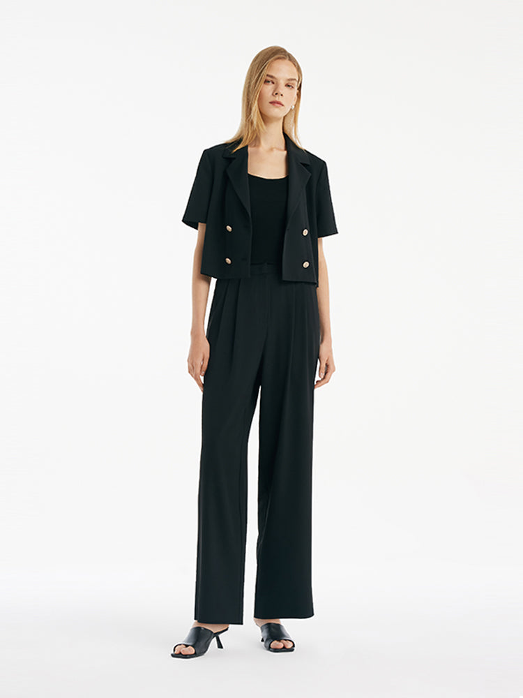 Double-Breasted Blazer And Pants Two-Piece Set GOELIA