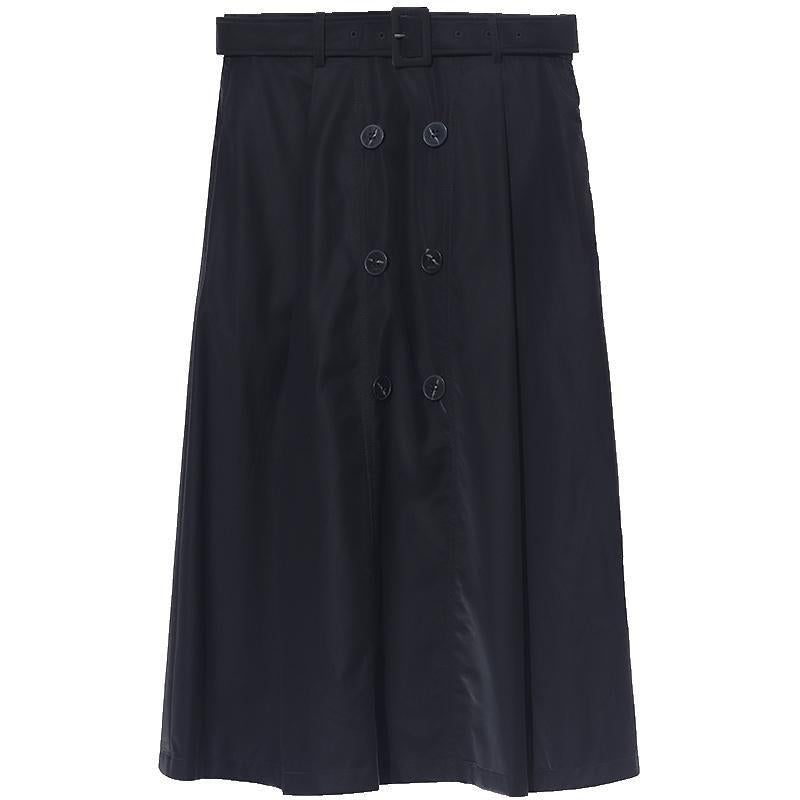 Black Double-Breasted Woven Skirt GOELIA