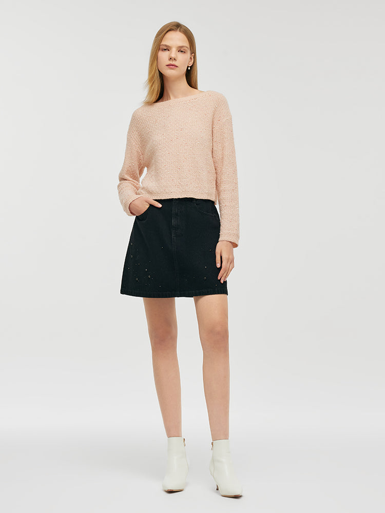 Mohair Slash Neck Women Sweater GOELIA