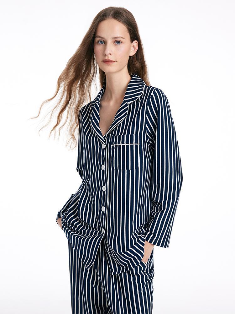 Long Sleeves And Pants Striped Pajamas Two-Piece Set GOELIA