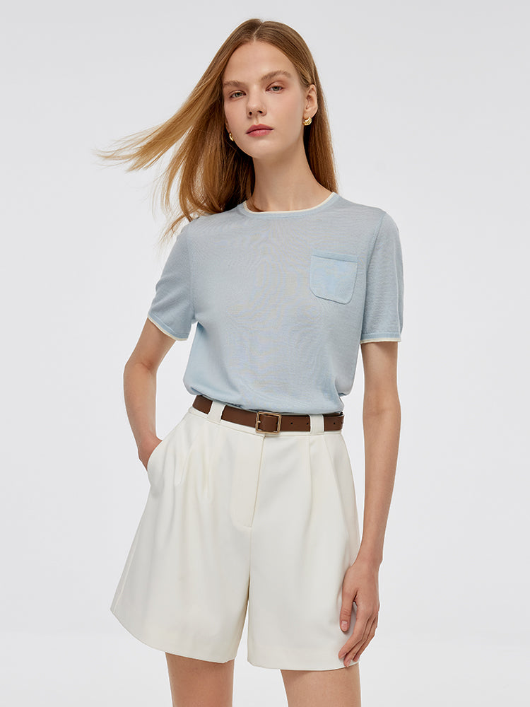 Pure Wool Short-Sleeved Pullover GOELIA