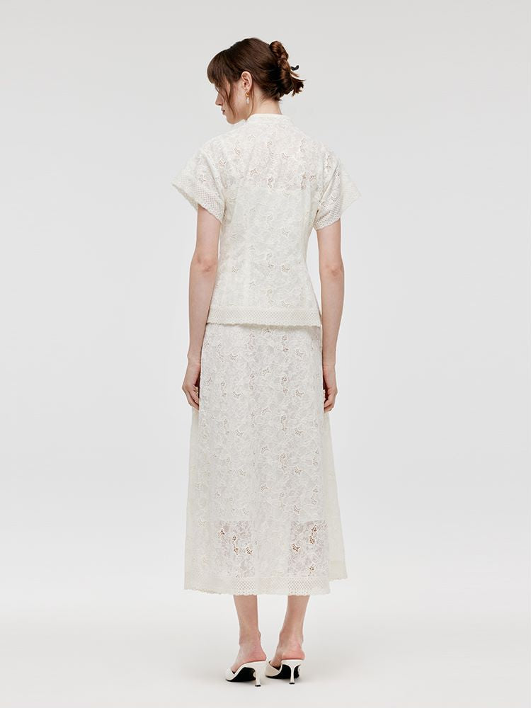 New Chinese-Style Lace Jacket And Skirt With Camisole Three-Piece Set GOELIA