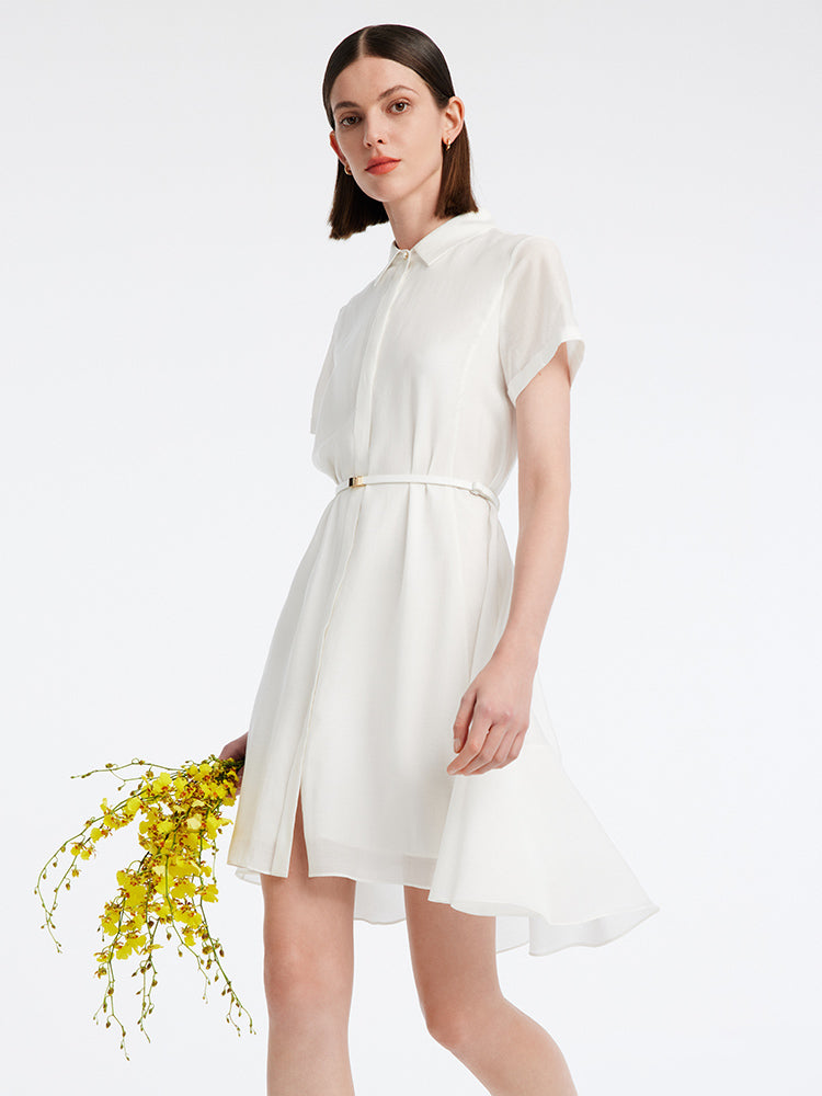 A-line Women Shirt Dress With Belt GOELIA