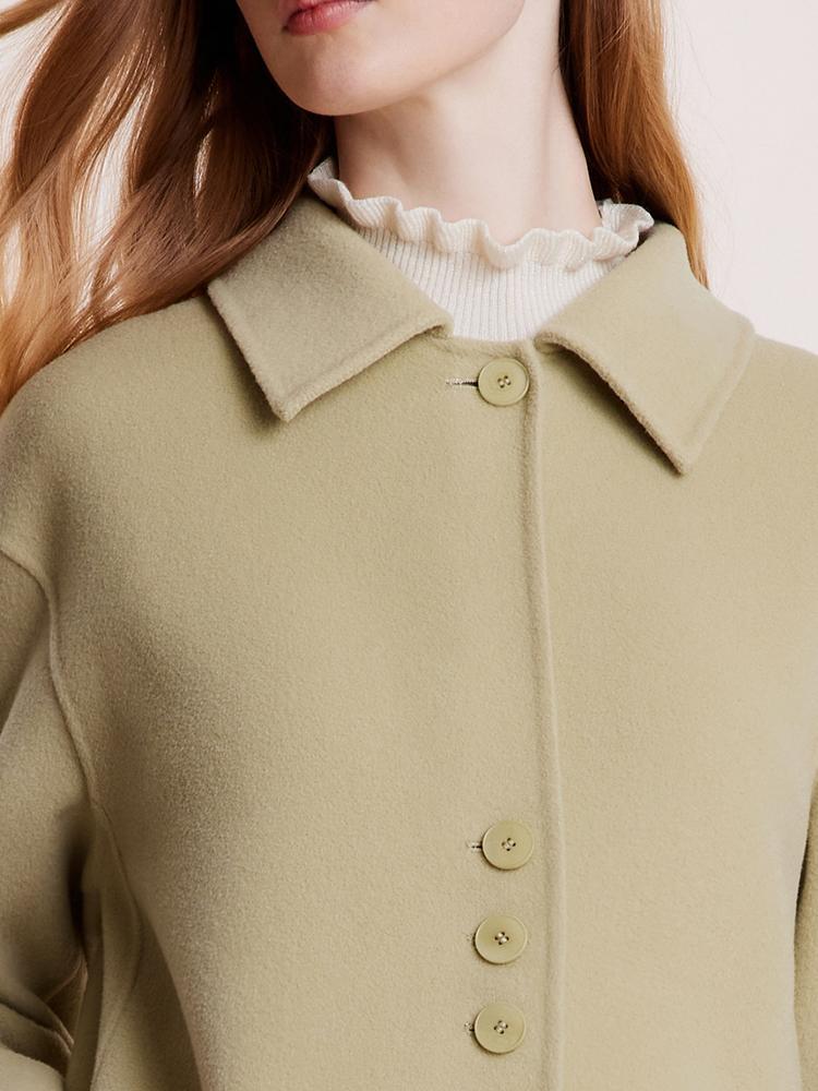 Green Pure Wool Lapel Double-Faced Coat GOELIA