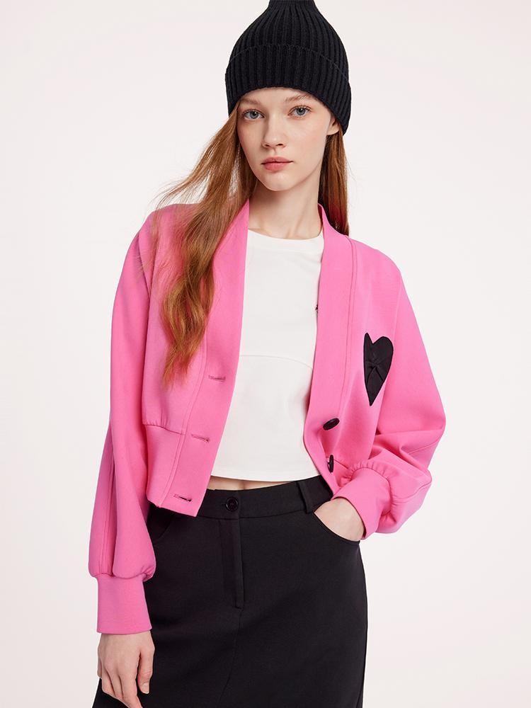 Pink Air Layer Heart Crop Jacket GOELIA