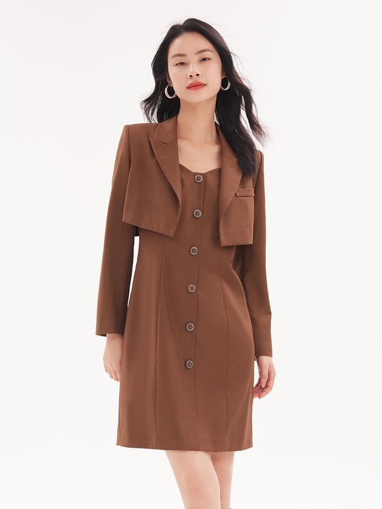 Detachable Bowknot Two-Piece Suit Blazer And Dress GOELIA