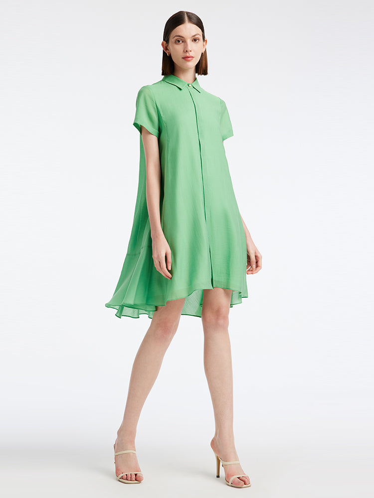 A-line Women Shirt Dress With Belt GOELIA