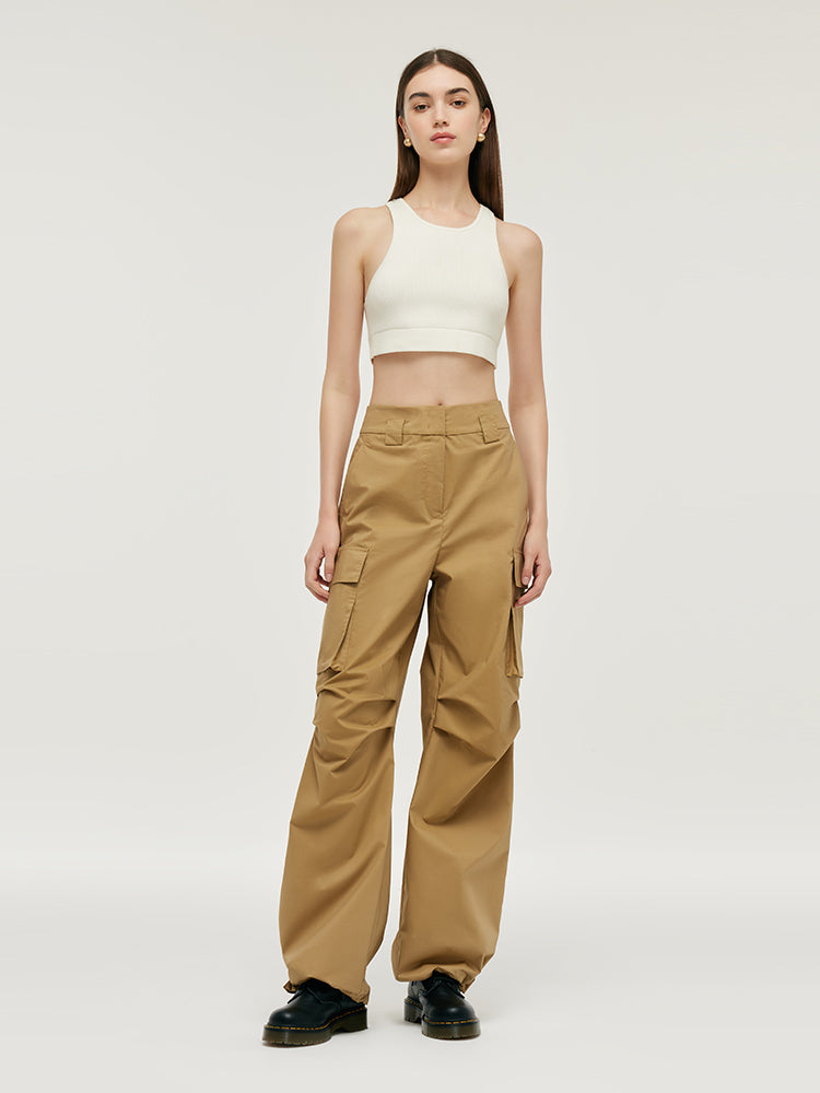 High-Waisted Ruched Women Cargo Pants GOELIA