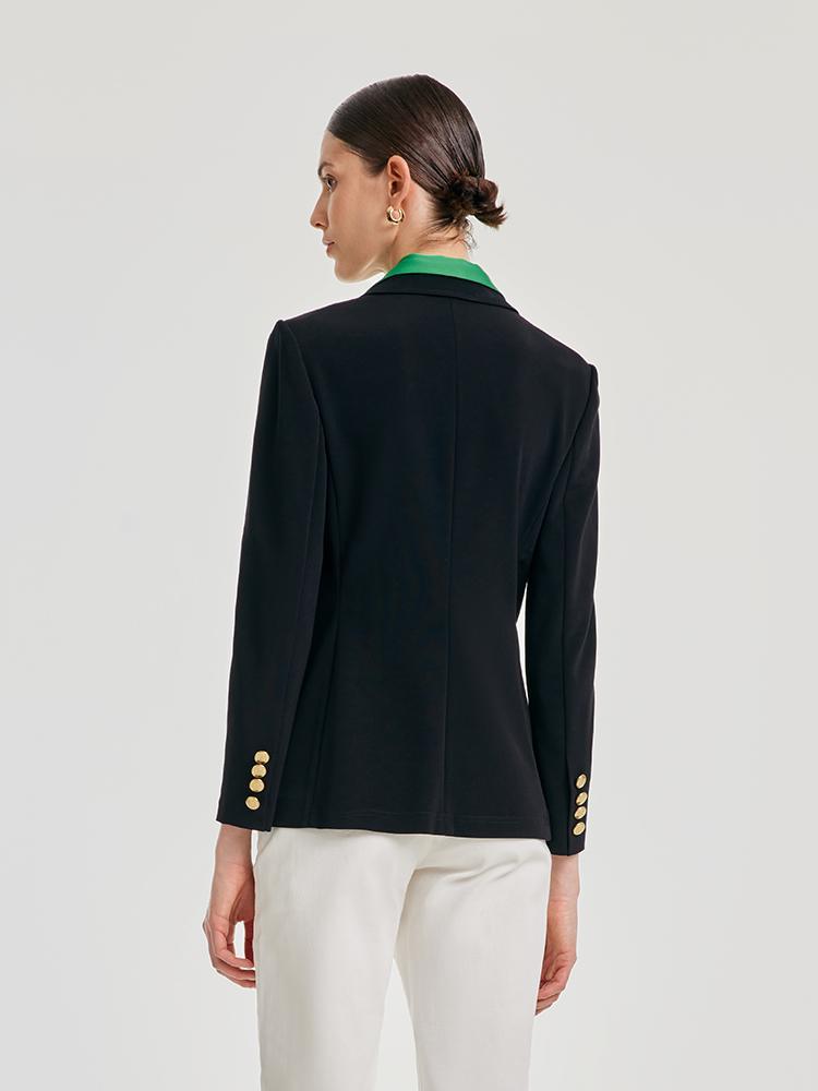 Black Acetate One Button Blazer GOELIA