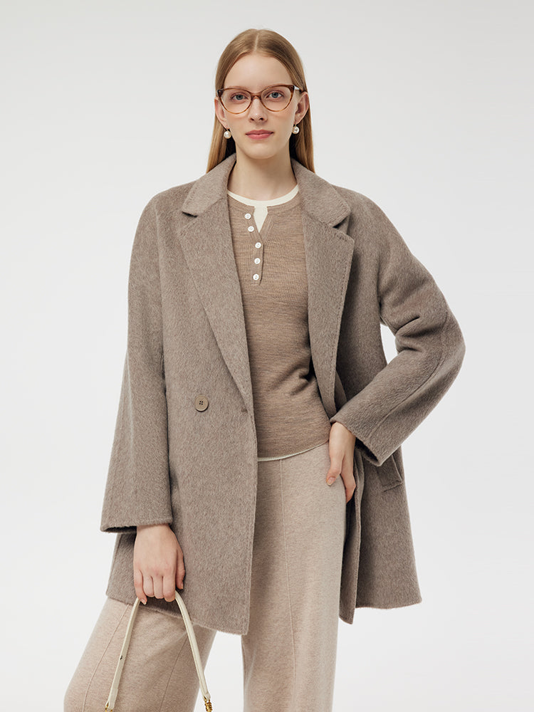 Wool Alpaca Women Mid-Length Coat GOELIA