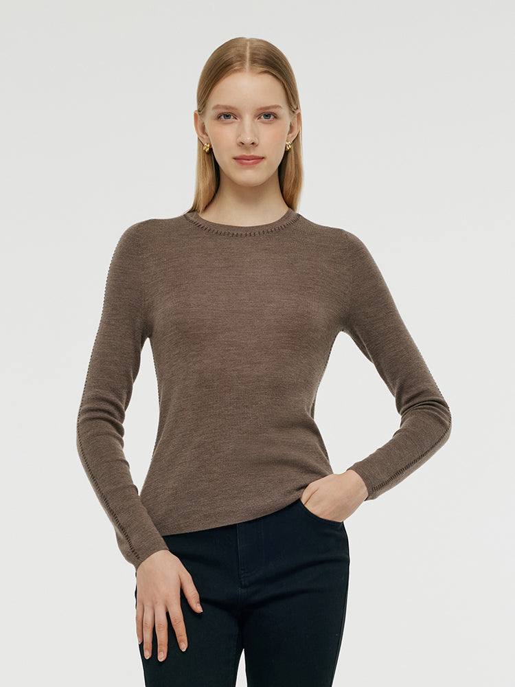 Machine Washable Wool Women Knit Top GOELIA