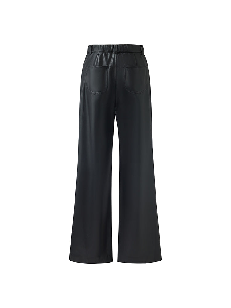 PU Leather Full Length Women Pants GOELIA