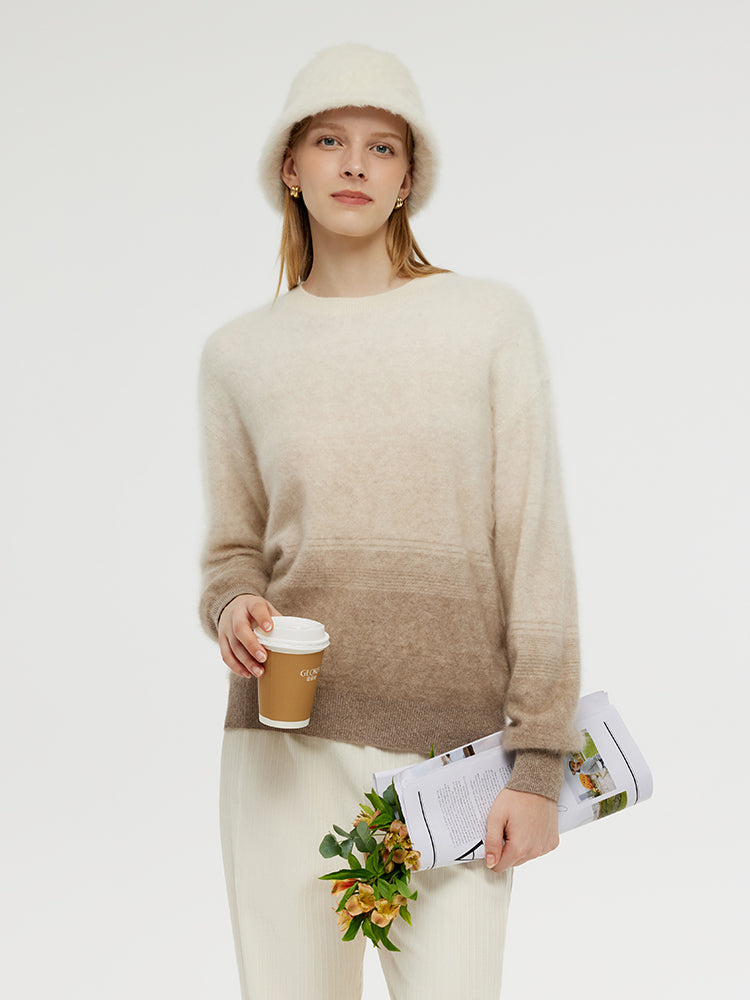 100% Brushed Cashmere Gradient Women Sweater GOELIA