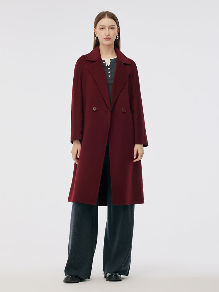 Cashmere Wool Double-Faced Notched Lapel Women Overcoat GOELIA