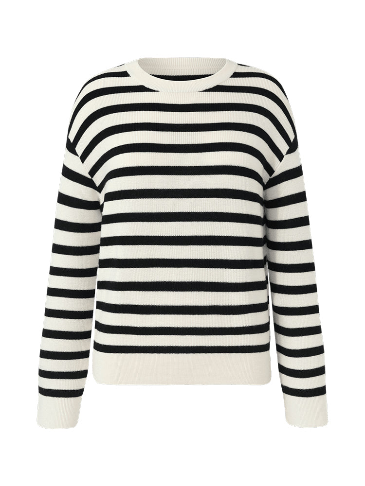 Machine Washable Wool Stripe Women Sweater GOELIA