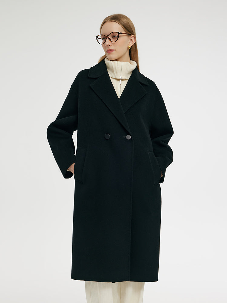 Wool Cashmere Women Mid-Length Coat GOELIA