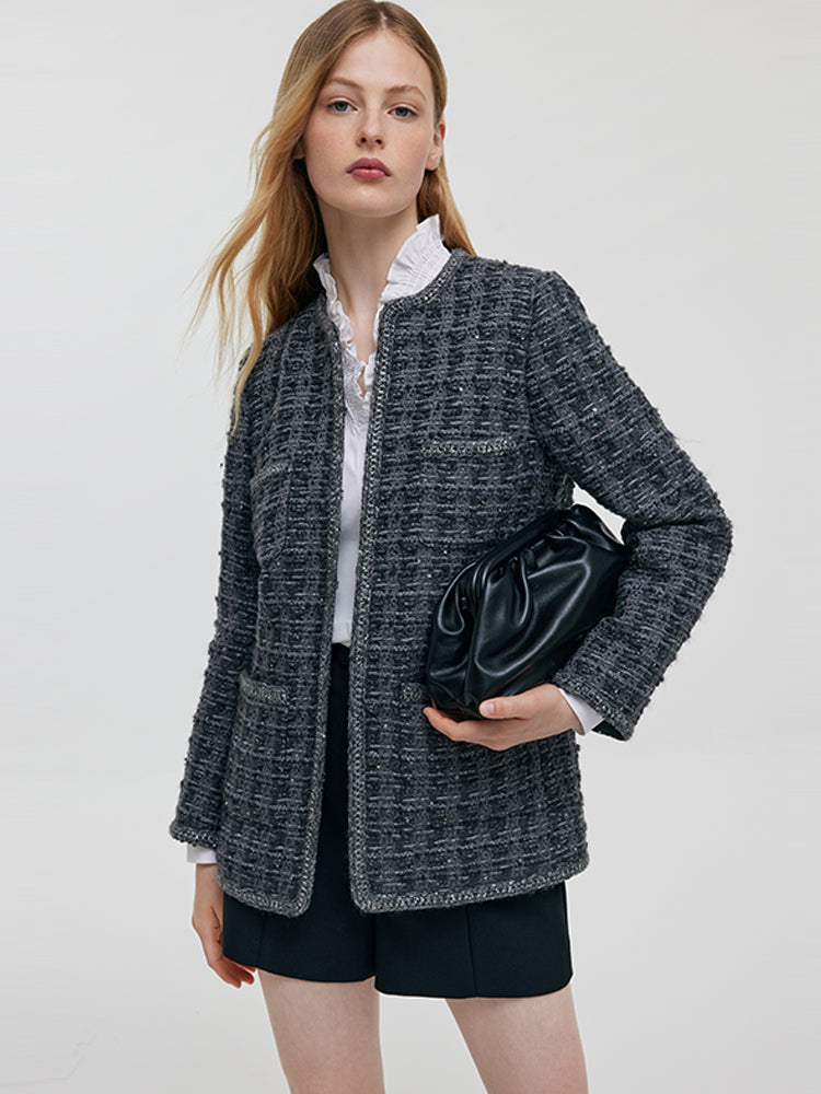 Wool Sequins Tweed Women Jacket GOELIA