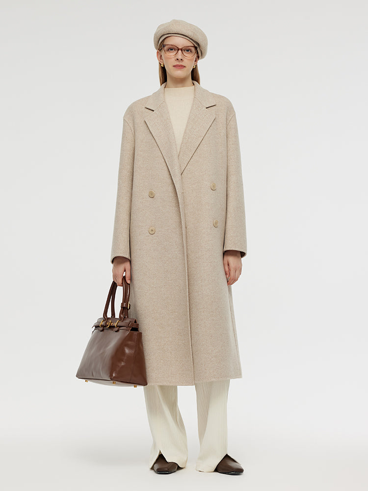 Wool Cashmere Herringbone Women Coat GOELIA