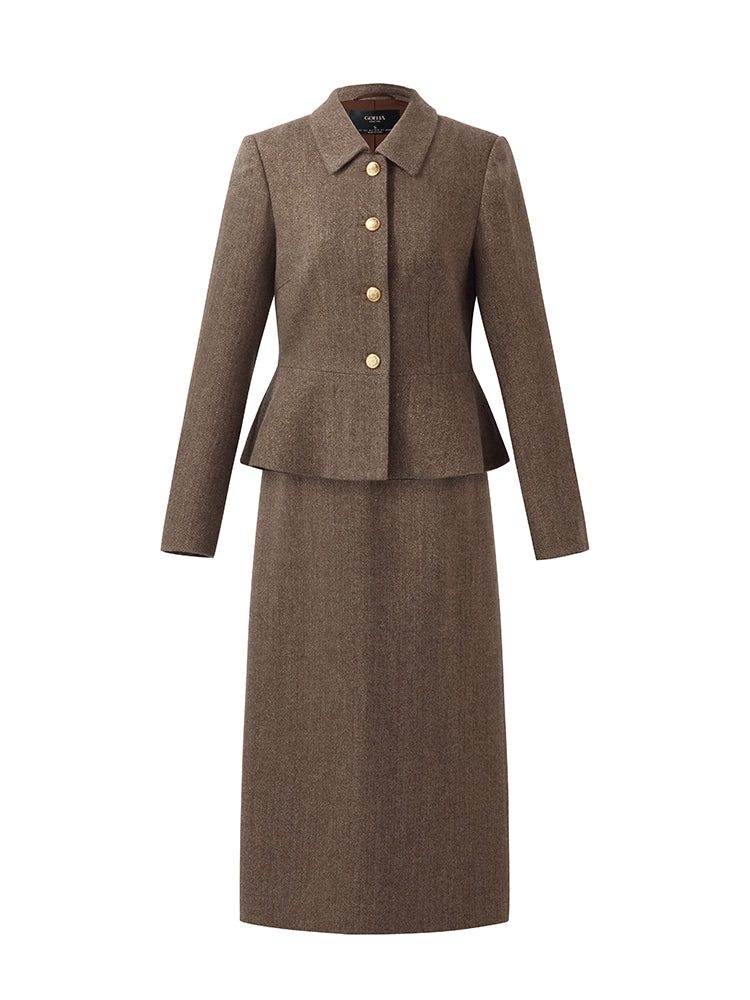 Washable Wool Jacket And Skirt Two-Piece Set GOELIA