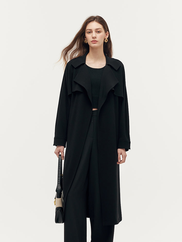 Triacetate Magnetic Button Cuffs Women Trench Coat With Belt GOELIA