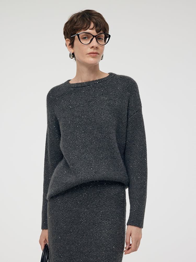 Mohair Wool Blend Sequins Women Sweater GOELIA