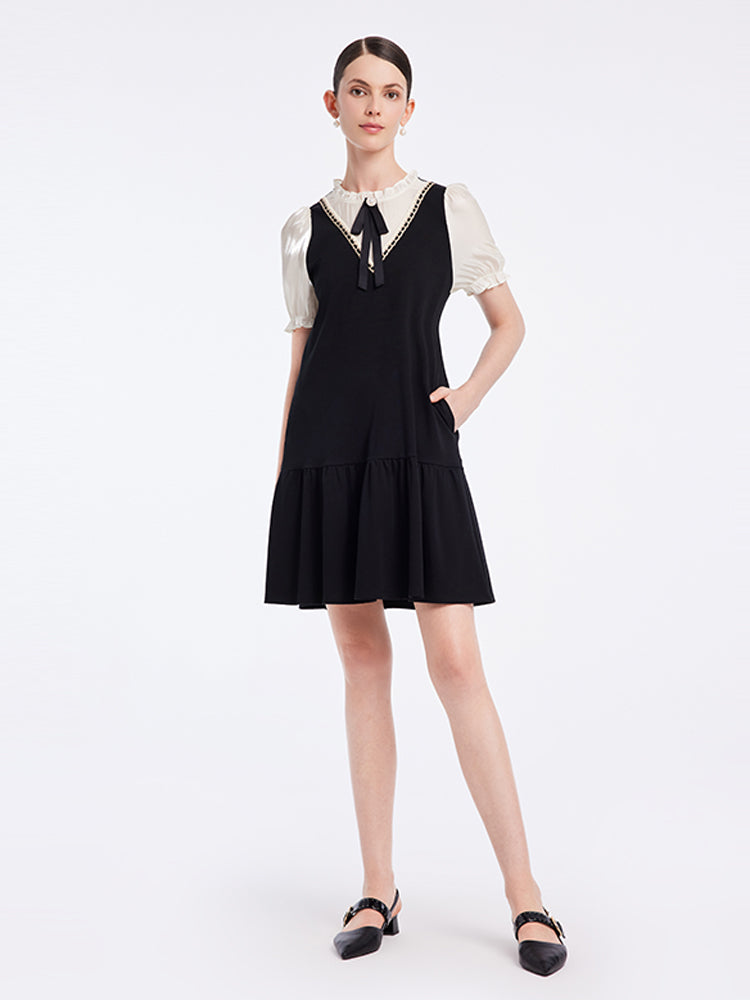 Commuter Style Knitted Patchwork Dress GOELIA