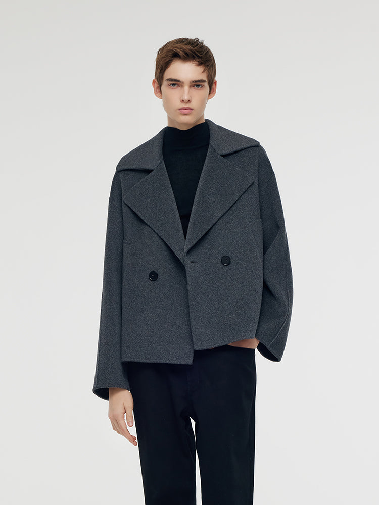 Wool Lapel Unisex Short Coat GOELIA