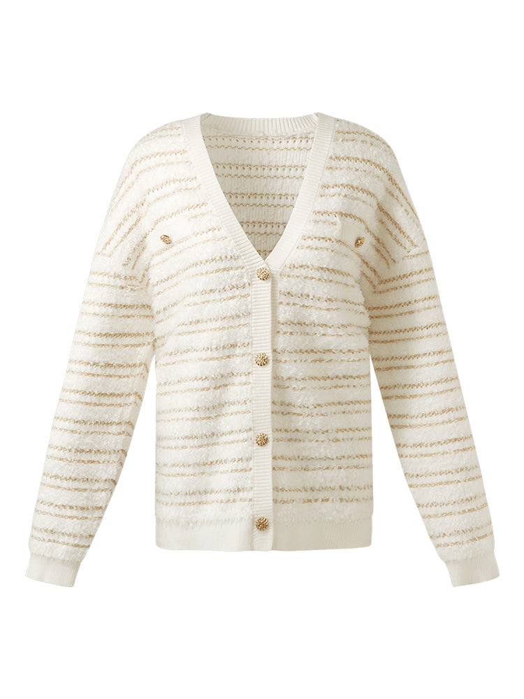 Tencel Wool Tweed Single-Breasted Women Cardigan GOELIA