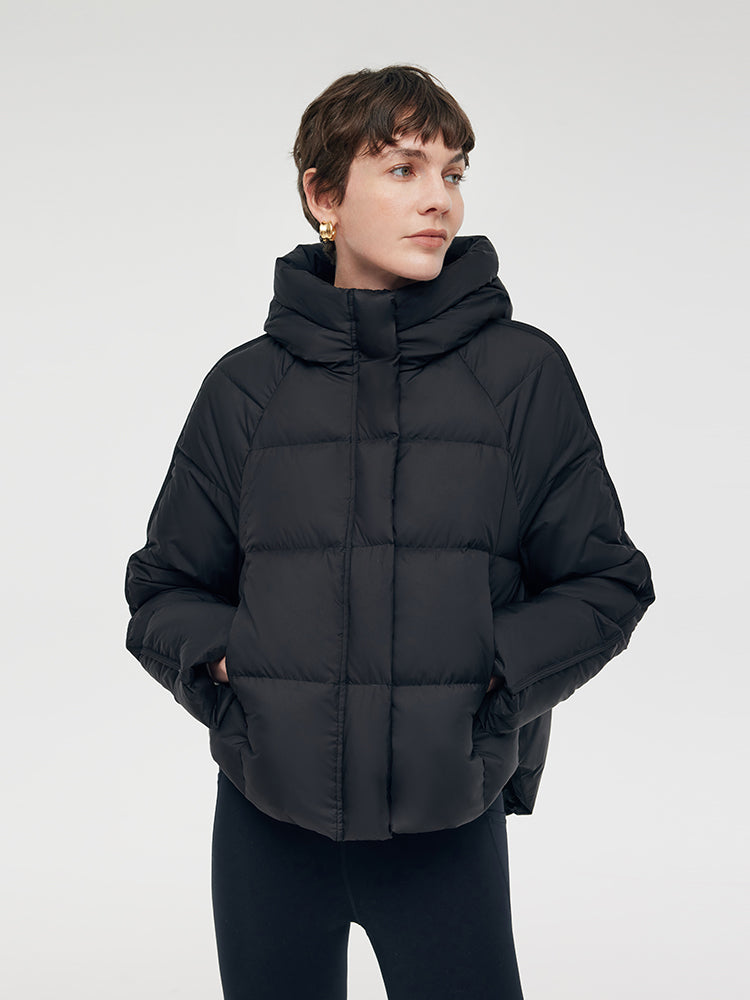 Black Hooded Goose Down Jacket GOELIA