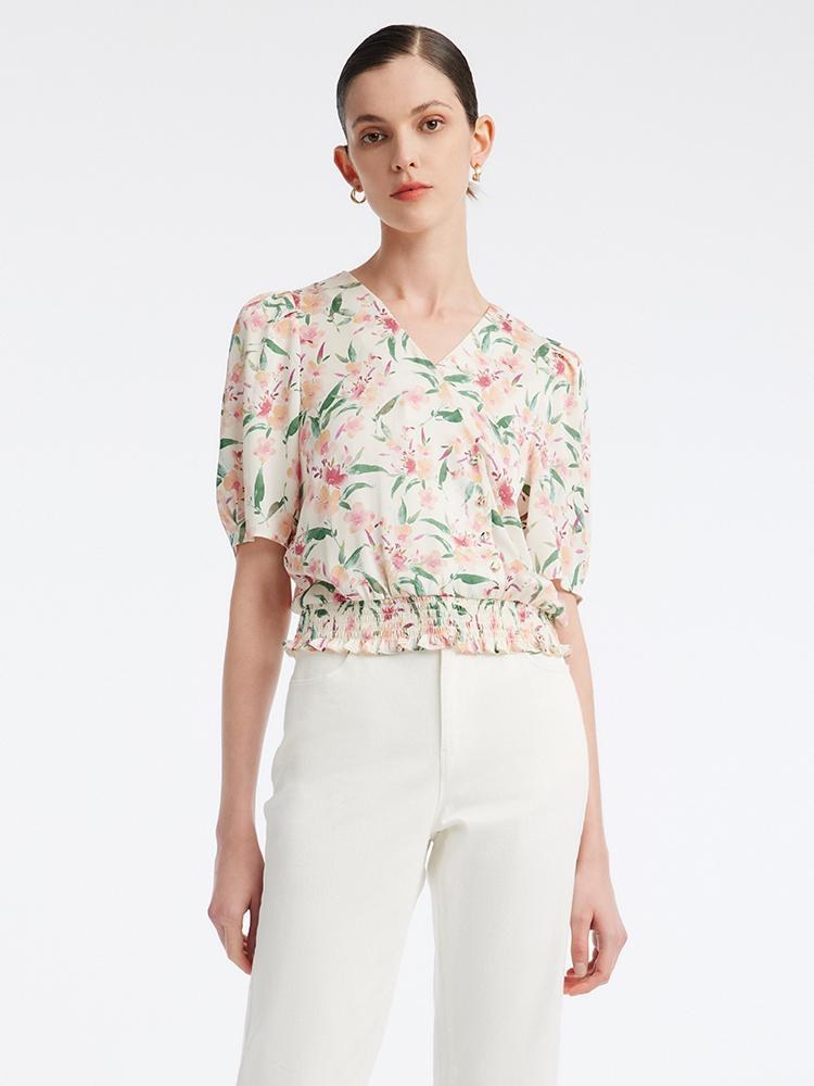 Silk Floral Loose Women Blouse GOELIA