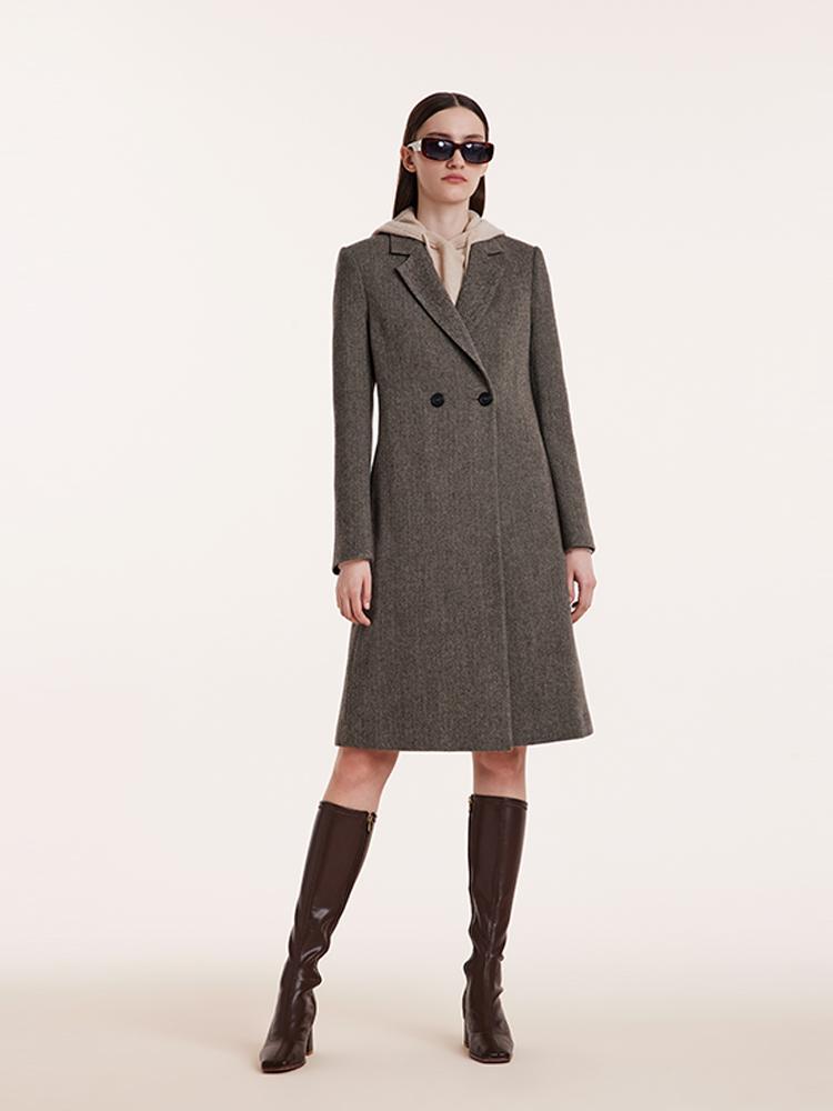 Washable Wool Notched Lapel Women Coat GOELIA