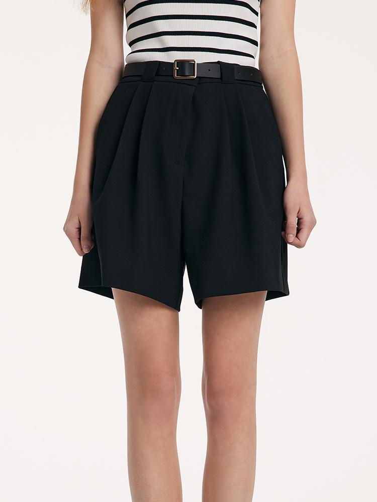 Black Loose A-Line Shorts With Belt – GOELIA