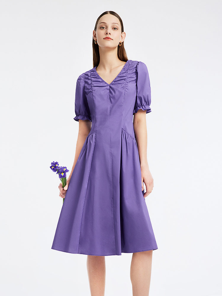 Gathered Waist Cotton Midi Dress GOELIA