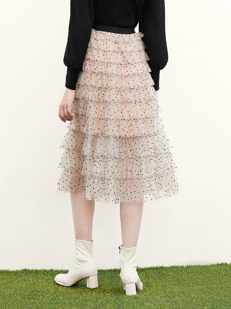 Overlay Polka Dot Tulle Skirt GOELIA