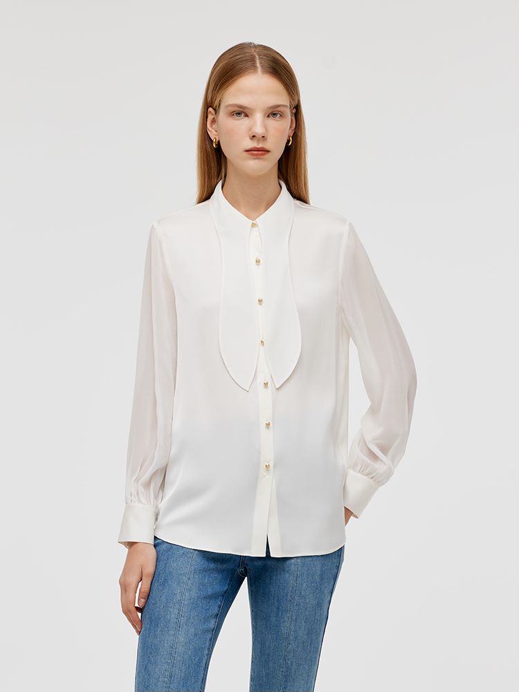 Mulberry Silk Ribbon Women Blouse GOELIA